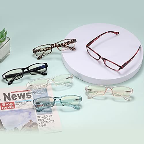 IVNUOYI 6 Опаковки Очила за четене, Блокиране на Синята Светлина с кутия пролетта панти, Антирефлексно UV-Радиация От Напрежение