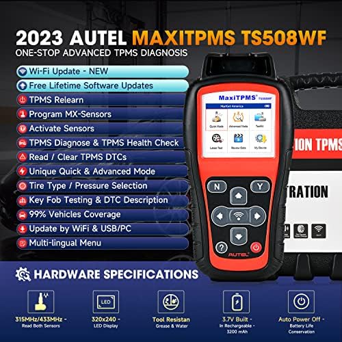 Autel MaxiTPMS TS508WF Инструмент за повторно обучение ГУМИТЕ, 2023 най-Новата версия на Wi-Fi TS508 TS501 TS408, Активиране / Повторно