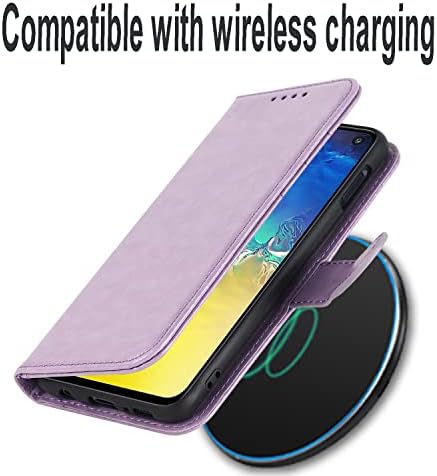 Топ HGSM Samsung Galaxy S10e, калъф за телефон, портфейл с държач за карти, RFID заключване, флип-надолу кожена корица-лилаво