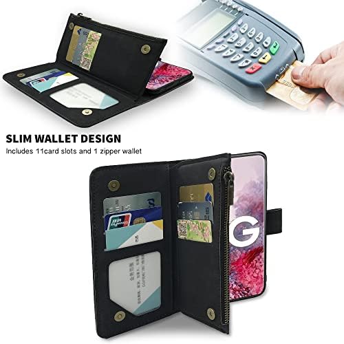 Съвместим с Samsung Galaxy S21 Plus Glaxay S21 + чанта-портфейл 5G и Премия Ретро Кожен Флип-държач за кредитни карти, Аксесоари