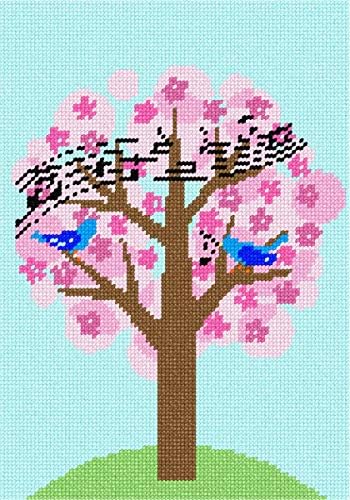 комплект за бродиране pepita: Дърво, поющее птици, 7 x 10
