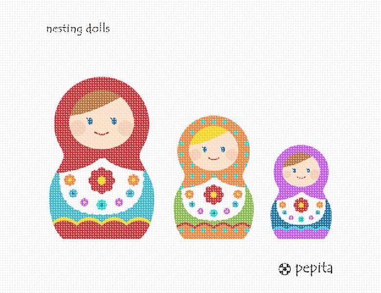 комплект за бродиране pepita: гнездене кукли, 10 x 7