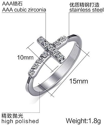 T-Jewelry Скъпоценен Сватба Кръст С Бял Сапфир Размер 5-9 Женски Венчален Пръстен От Неръждаема Стомана (9)