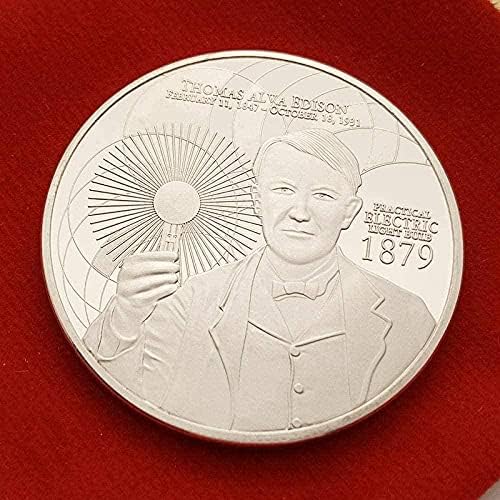 Американски Изобретател Едисон Сребърно Покритие Медал Колекция Ремесленная Монета Възпоменателна Монета Крушка Копие Физика За