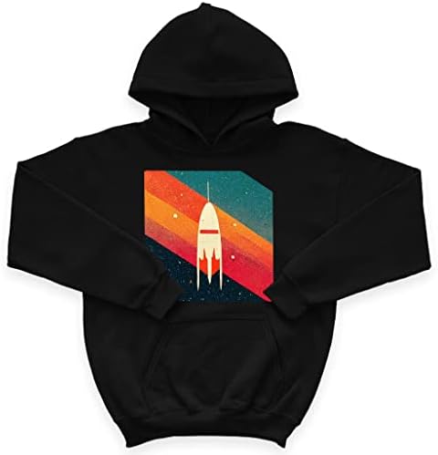 Детска hoody от порести руно Rainbow Rocket - Реколта Детска hoody - Космическа hoody за деца