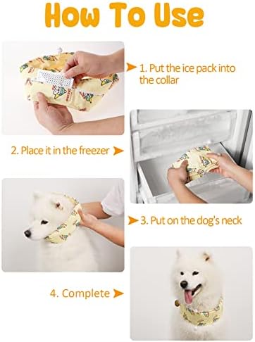 Охлаждащ Нашийник-кърпа за кучета MEWTOGO, Регулируема Ледена нашийник за кучета от средни по размер, с 5 пакети лед, годен за рециклиране,