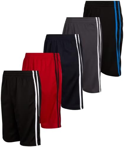 Спортни къси панталони Pro Athlete за момчета, Баскетболни шорти Active Performance с джобове (5 опаковки)