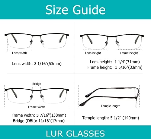 LUR 3 опаковки очила за четене в полукръгла рамка + 4 опаковки класически очила за четене (само 7 двойки ридеров + 0,50)
