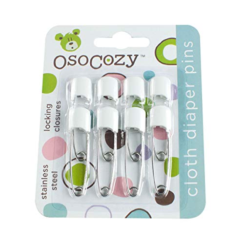 Игли за памперси OsoCozy - {White} - Здрави игли за памперси от неръждаема стомана с надеждна ключалки - Използвайте за специални
