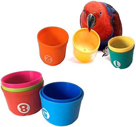 PIVBY Bird Забавни Играчки за Подреждане в Чаша, Нежен за Папагал, Дъвчене на Игра, Образователна Играчка за Птици Среден и Голям