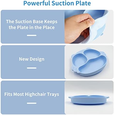 Изсмукване на чинии CUAIBB за деца, Хранителни силиконови плочи за деца | Не съдържа BPA | Разделени дизайн|, Устойчиви на