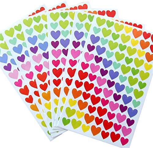18 Листа 1512 Бр Цветни Самозалепващи Етикети във формата на Сърце за Scrapbooking и детски занаяти собствените си ръце (Сърца, 18 листа)