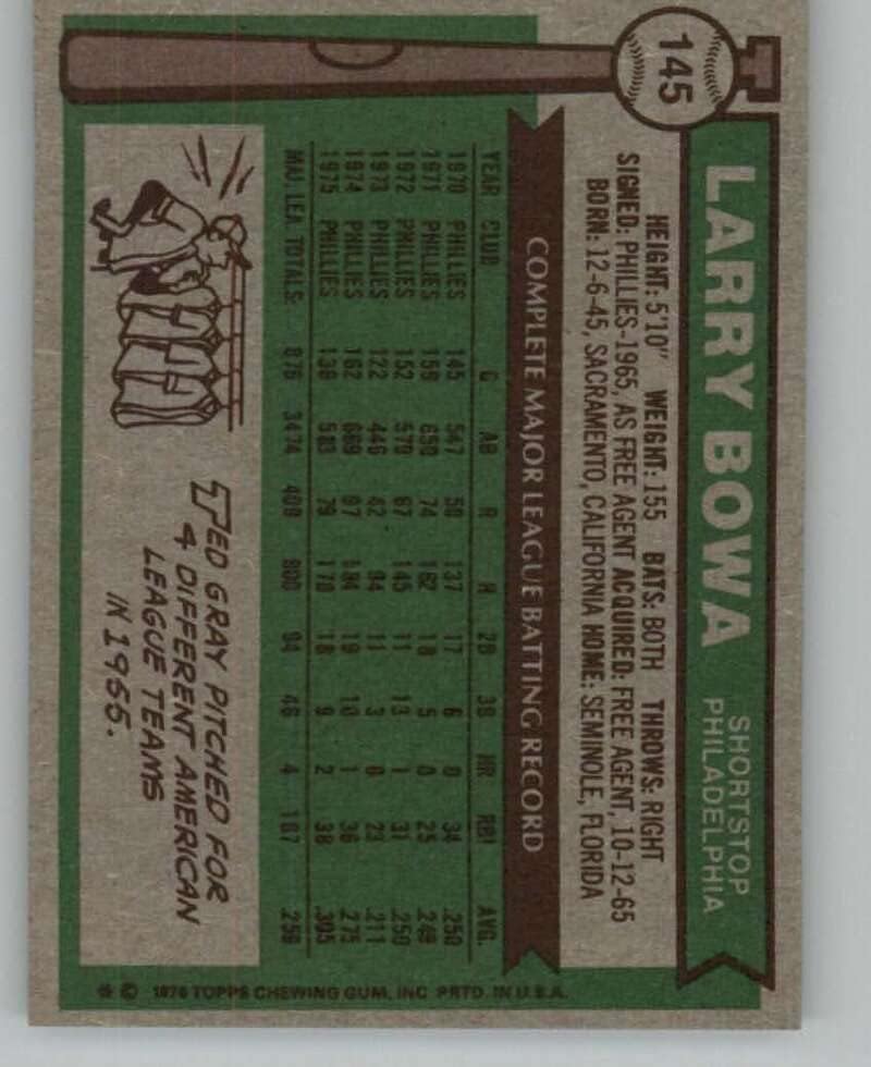 1976 Топпс (Ню Йорк) 145 Лари Боуа Бейзболна картичка Филаделфия Филис МЕЙДЖЪР лийг бейзбол