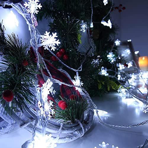 20—подножието Коледни светлини във формата на Снежинки – Коледни светлини за външна коледна украса – Коледни светлини работещи на