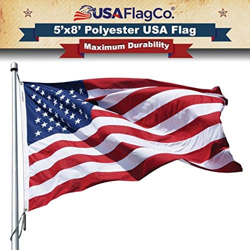 USA Flag Co. Американския флаг от полиестер 5x8 с бродирани звездите и нашитыми ивици могат да издържат на силен вятър, на слънце,
