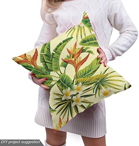 Тропическа плат Ambesonne by The Yard, Екзотични Цветя плюмерии и листата на Палмите в Кремовом фона на Хавайска Флора, Декоративна