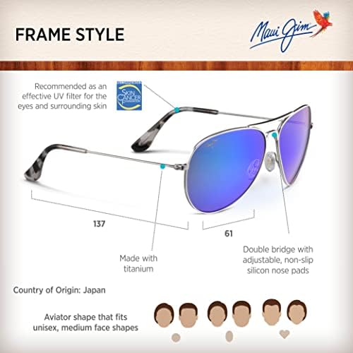 Поляризирани слънчеви очила-авиатори Maui Джим за мъже и жени Маверикс