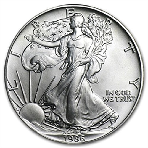 Американски Сребърен орел 1986 година на издаване . Монетен двор на САЩ, без да се прибягва до 999 тънки сребърни долари с Нашия