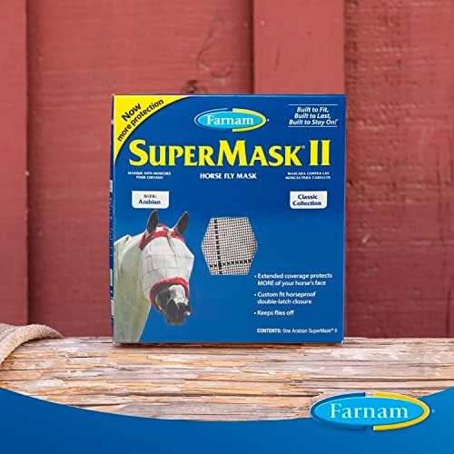 Летяща маска SuperMask II без уши за малките коне или арабски коня завършват, Напълно обхващащи лицето и защищающая очи на насекоми-вредители,