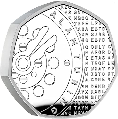 2022 DE Иновации в областта на науката PowerCoin Сребърна монета на Алън Тюринг 50 Пенса Великобритания 2022 Proof