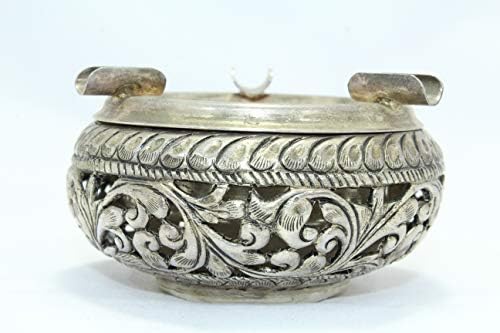 Пепелник Rajasthan Скъпоценни Камъни От Легирана Сребро Традиционната Цветна Тема На Ръчно Изработени С Ръчно Гравиран