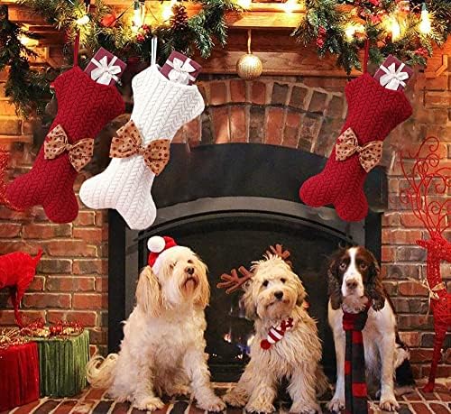 FNOYUO Персонализирани Коледни Чорапи, 2022, Окачени Чорапи за домашни любимци под формата на костите на Кучета, Големи Коледни Чорапи, Коледни украси 16x8 инча (2 броя)