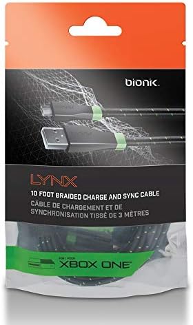 DreamGEAR (DRKJ0) Плосък Кабел за зареждане Bionik Lynx Xbox One Черен / Зелен