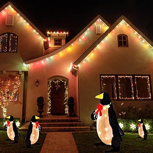 Коледа Светлинен Украса под формата на Пингвин, Уличен Светлия Коледен Декор, Предварително Осветени Led Украса във формата на Пингвин,