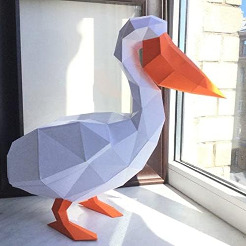 WLL-DP Форма Пеликан Геометричен Хартиен Трофей направи си САМ Хартиена Скулптура 3D Книжен Модел Творчески Пъзел Оригами и Хартиени