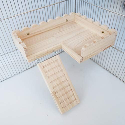 Платформа за Хамстер ROZKITCH със Стълби за Катерене, Дървена Поставка за гимнастика под формата на Птичи Костур, Табла от Естествена