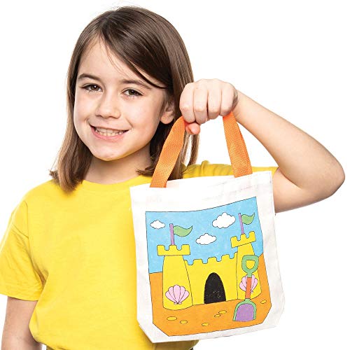 Плажни чанти Baker Ross AT869 Seaside Color in Fabric - Опаковка от 3 теми, тъканно холщовая чанта-переноска за деца, която може