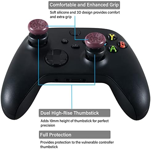 PlayRealm НЕ Пада удължителен кабел за Джойстик и Силиконов Калъф за улавяне 2 Комплекта за Xbox Series X / S и Xbox One S / X Controller (Turbo Red)