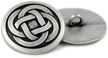 Рамка от 10 Броя Малки метални копчета с вида на възел на хвостовике. 25 мм (1 инч) (старото сребро)