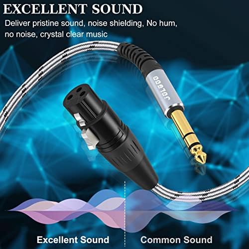Конектор XLR до 1/4 инча 6,35 мм TRS Plug Балансиран кабел, интерфейсен кабел XLR до четвърти инча, 3,3 метра, за микрофон, миксер,
