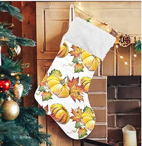 Коледни Чорапи ALAZA, Есенни Тикви и Кленови листа, Класически Персонализирани Големи Чулочные Украса за Семейни Тържества, декорация