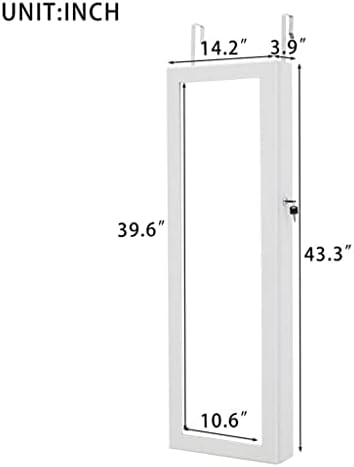 QUUL трицветна модерен лесен шкаф за съхранение на бижута с led подсветка, който може да виси на вратата или на стената (цвят: E)