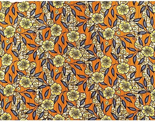 Африканска плат SLATIOM 6 Ярда от Твърдо Futon Восъчни Материал Оранжева Кърпа за вечерните рокли (Цвят: както е показано, размер: