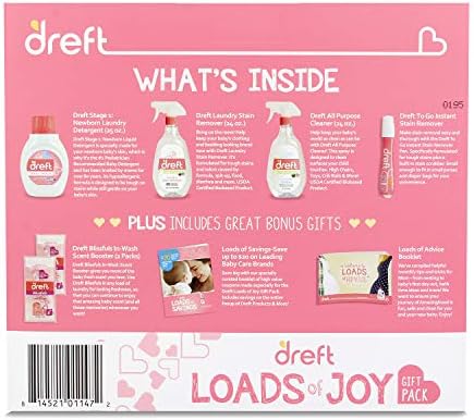Комплект детски подарък от Dreft, Подаръчен комплект за бебе и мама с течен перилен препарат, препарат при за дрехи, дръжка за отстраняване