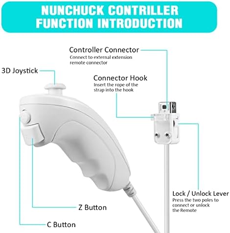 4 Комплекта Nunchuck контролер, Контролери MODESLAB, Разменени Дистанционно управление, Съвместими с Джойстик за Wii - Multicolor