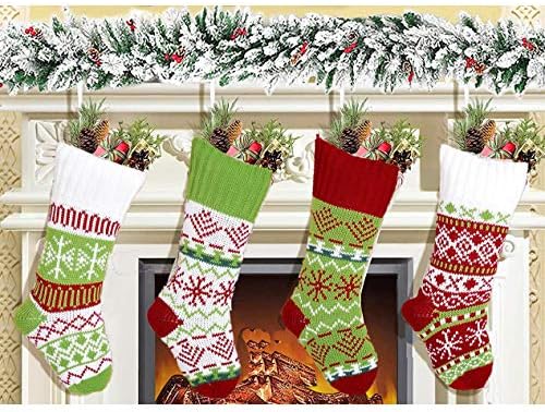 REMYSUE Възли Коледни Чорапи 4 опаковки, 18 Инча, Комплекти, Коледни Чорапи Голям Размер, Големи Коледни Висящи Декорация, Коледна