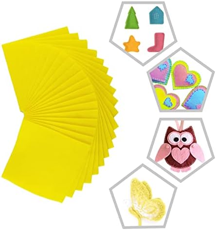 Мека Фетровая плат, Гъвкав Фетр за ръчно изработени играчки, Листове, филц с дебелина 1,4 мм 6 x6 diy и шиене (светло жълт)