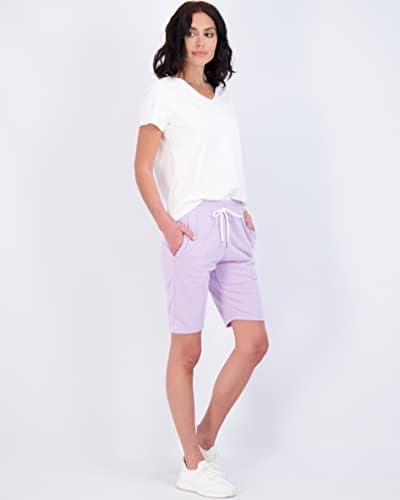 3 Опаковка: Дамски Памучни Хавлиени Бермуди, с къси джобове 9 инча -Ежедневни, спортно облекло за свободното време (на разположение